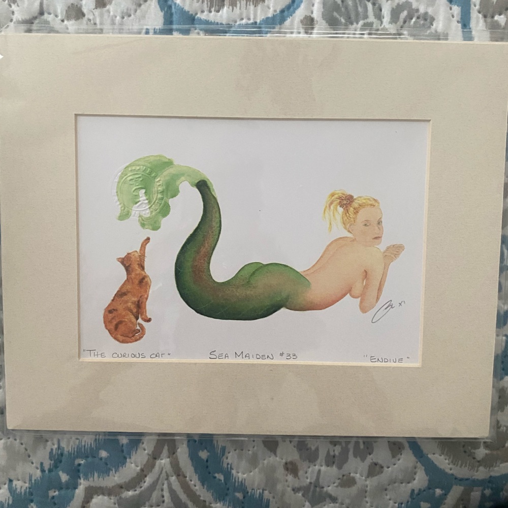SEA MAIDEN 33 “Endive” mermaid “The Curious Cat” signed original by Robert Kline